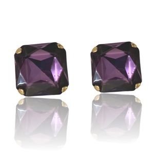 Clip earring with square crystals in purple 💜